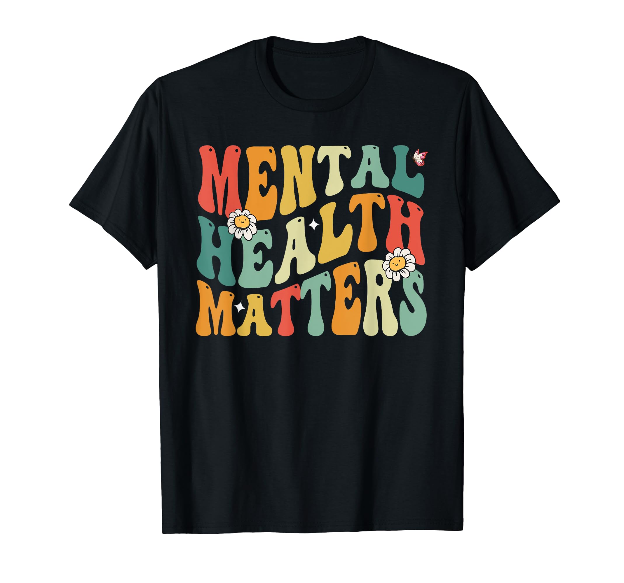 Groovy Mental Health Matters Human Brain T-Shirt - Graphic Print Men Women - T-Shirt, Sweatshirt, Hoodie