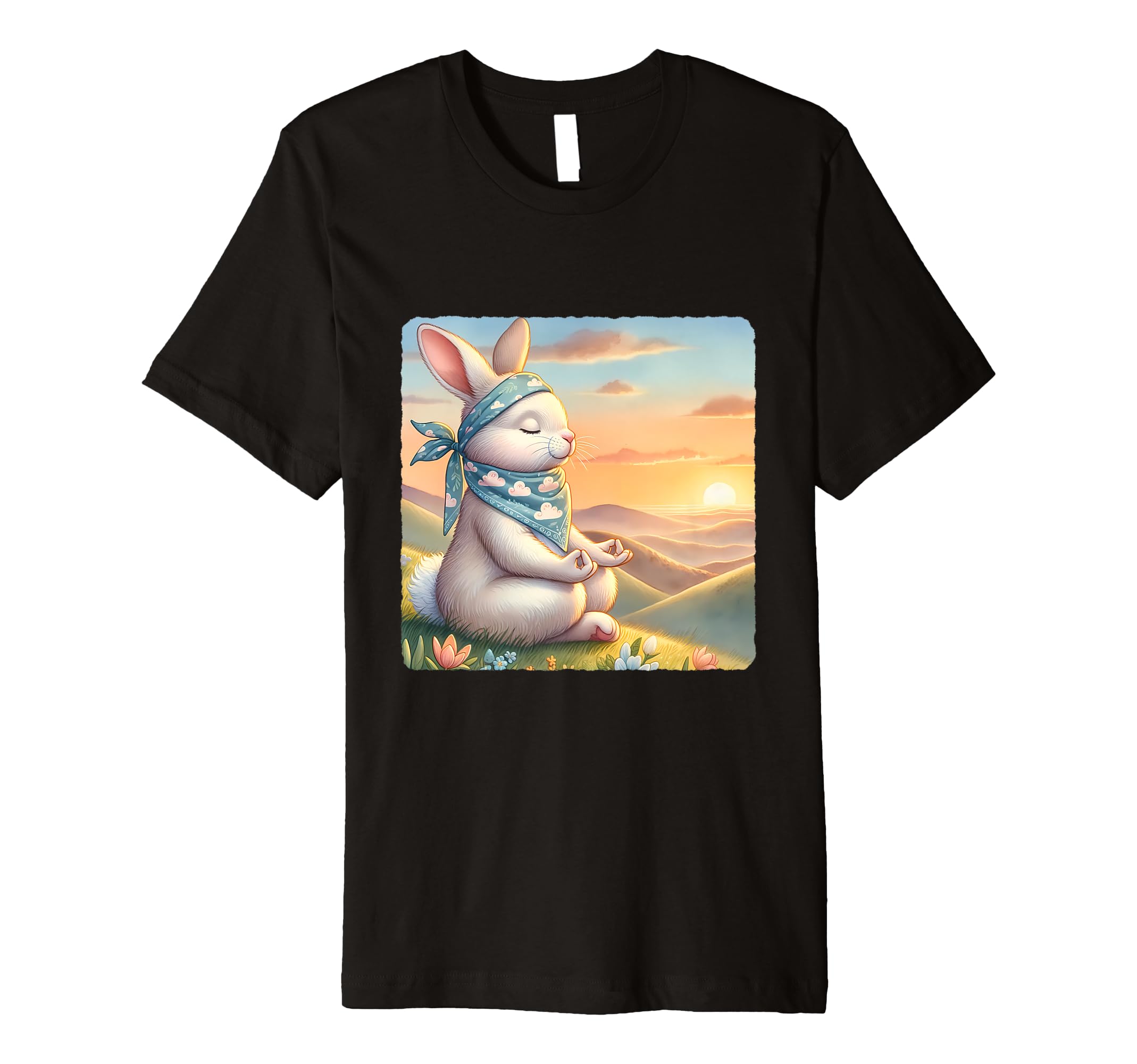 Rabbit Practicing Meditation Atop T-Shirt - Minimalist Print Men Women - T-Shirt, Sweatshirt, Hoodie