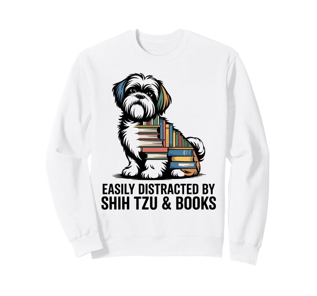 Shih Tzu Dog Shihtzu Dog Books Sweatshirt - Fun Novelty Design for Adults - T-Shirt, Sweatshirt, Hoodie
