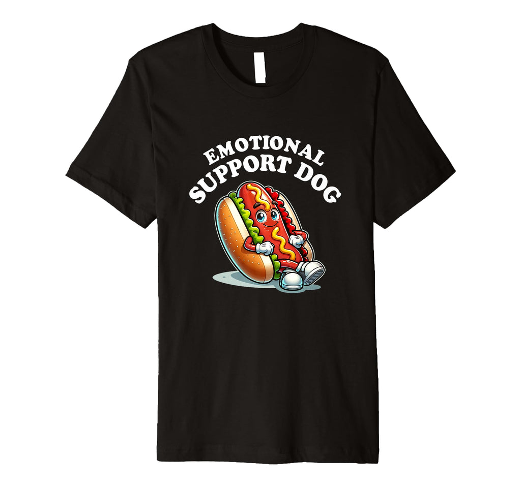 Funny Emotional Support Hot Dog Cartoon T-Shirt - Unique Graphic Men Women - T-Shirt, Sweatshirt, Hoodie
