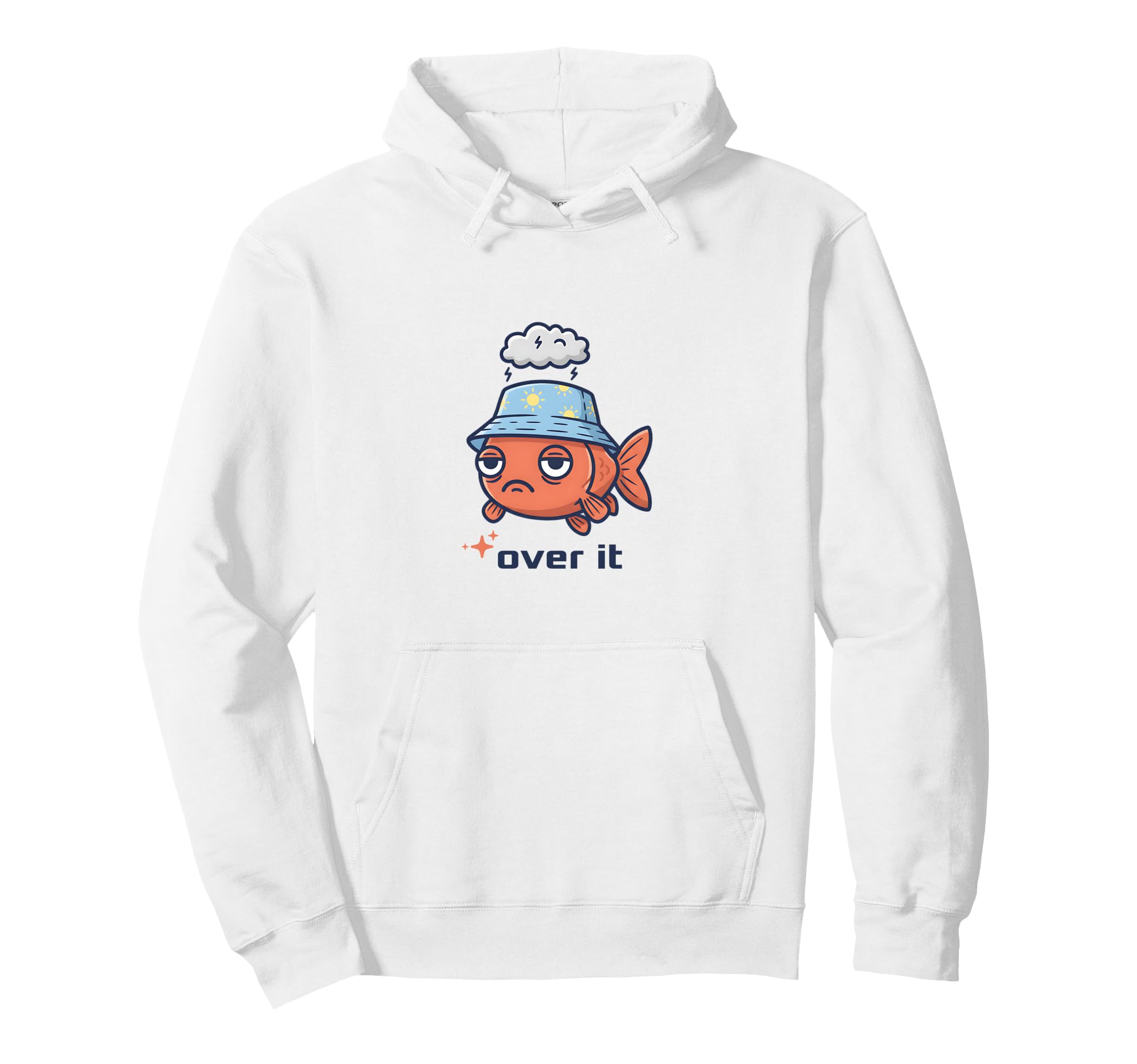 Over It Fish Funny Low Social Battery Hoodie - Minimalist Print Unisex - T-Shirt, Sweatshirt, Hoodie