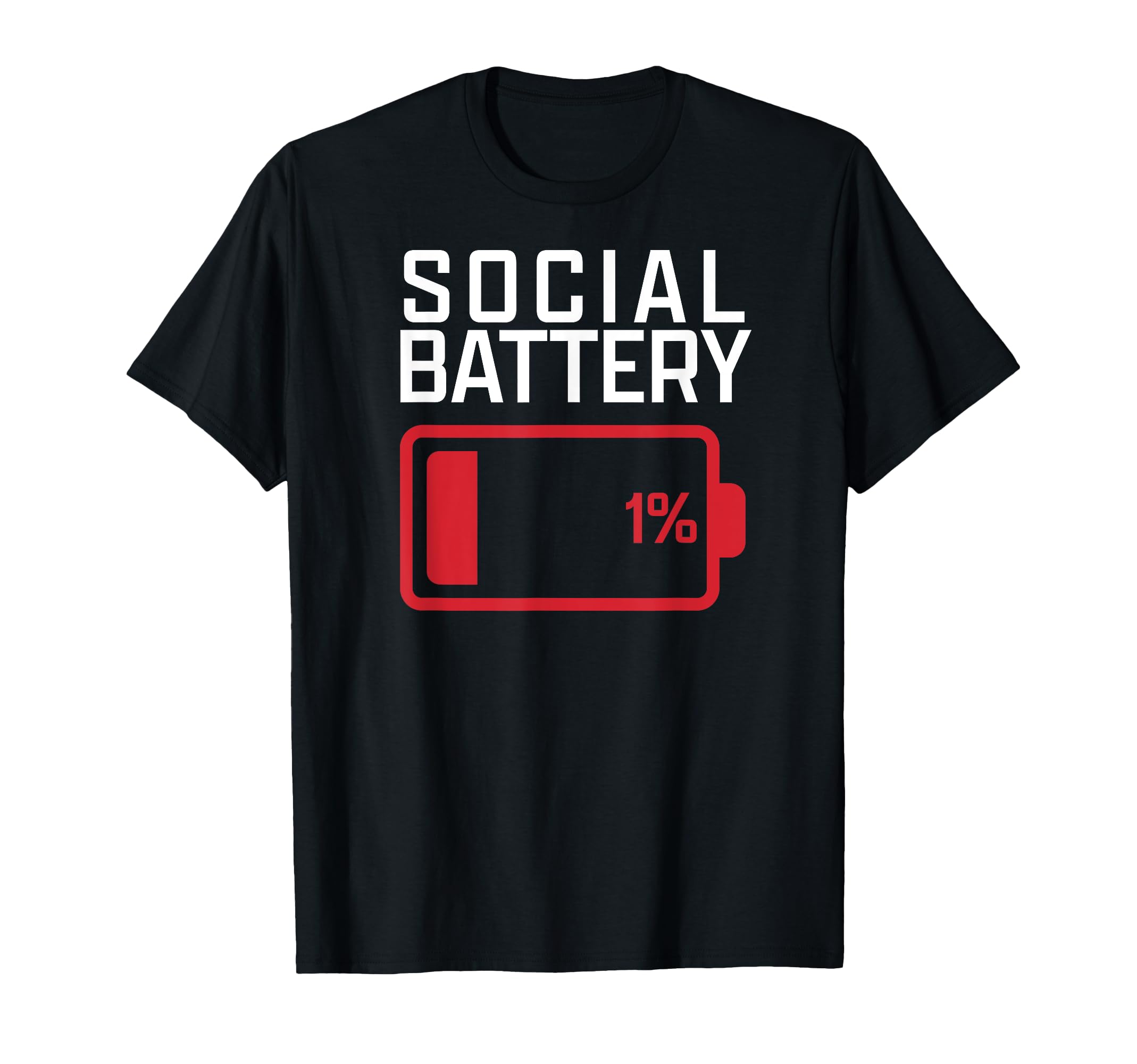 Social Battery Low Funny Exhuasted T-Shirt - Minimalist Print for Adults - T-Shirt, Sweatshirt, Hoodie