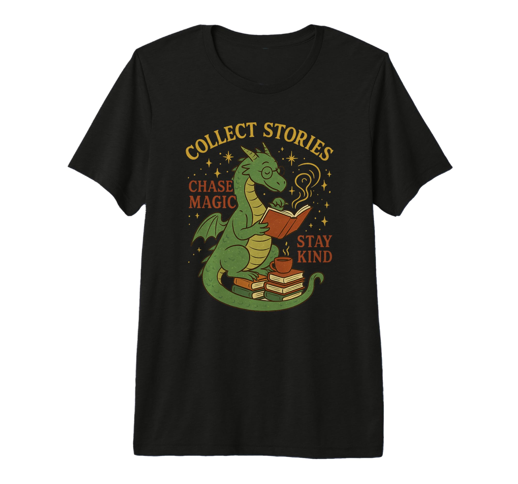 Cozy Dragon Reading Coffee Stay Kind T-Shirt - Novelty Apparel Men Women - T-Shirt, Sweatshirt, Hoodie