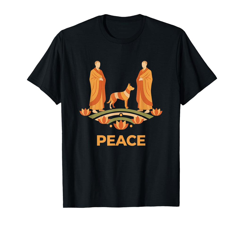 Peace Mindful Dog Meditation Monks T-Shirt - Minimalist Print Unisex - T-Shirt, Sweatshirt, Hoodie