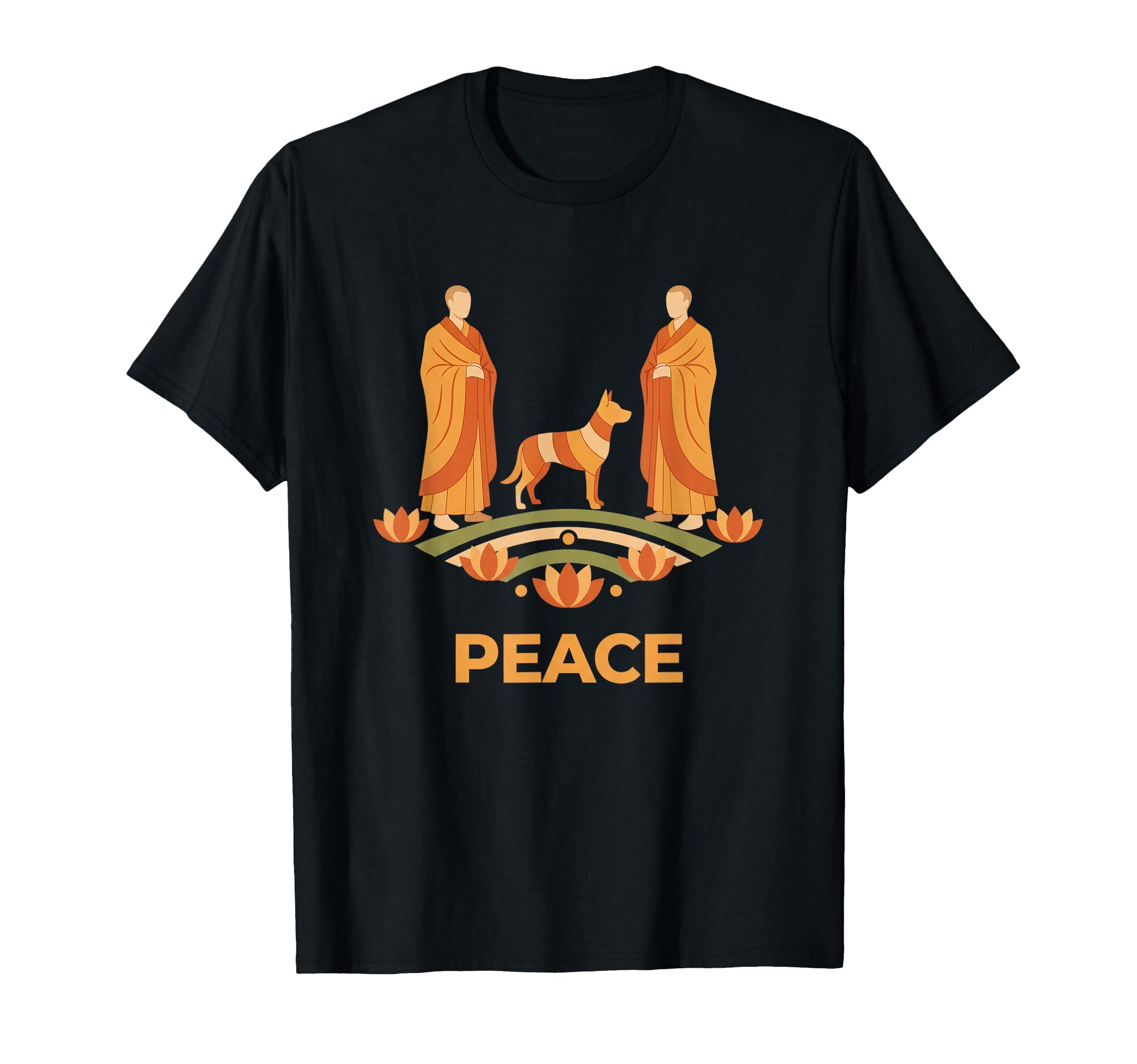 Peace Mindful Dog Meditation Monks T-Shirt - Minimalist Print Unisex - T-Shirt, Sweatshirt, Hoodie