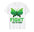 Fight Stigma Butterfly Green Mental Health T-Shirt - Unique Graphic Unisex - T-Shirt, Sweatshirt, Hoodie