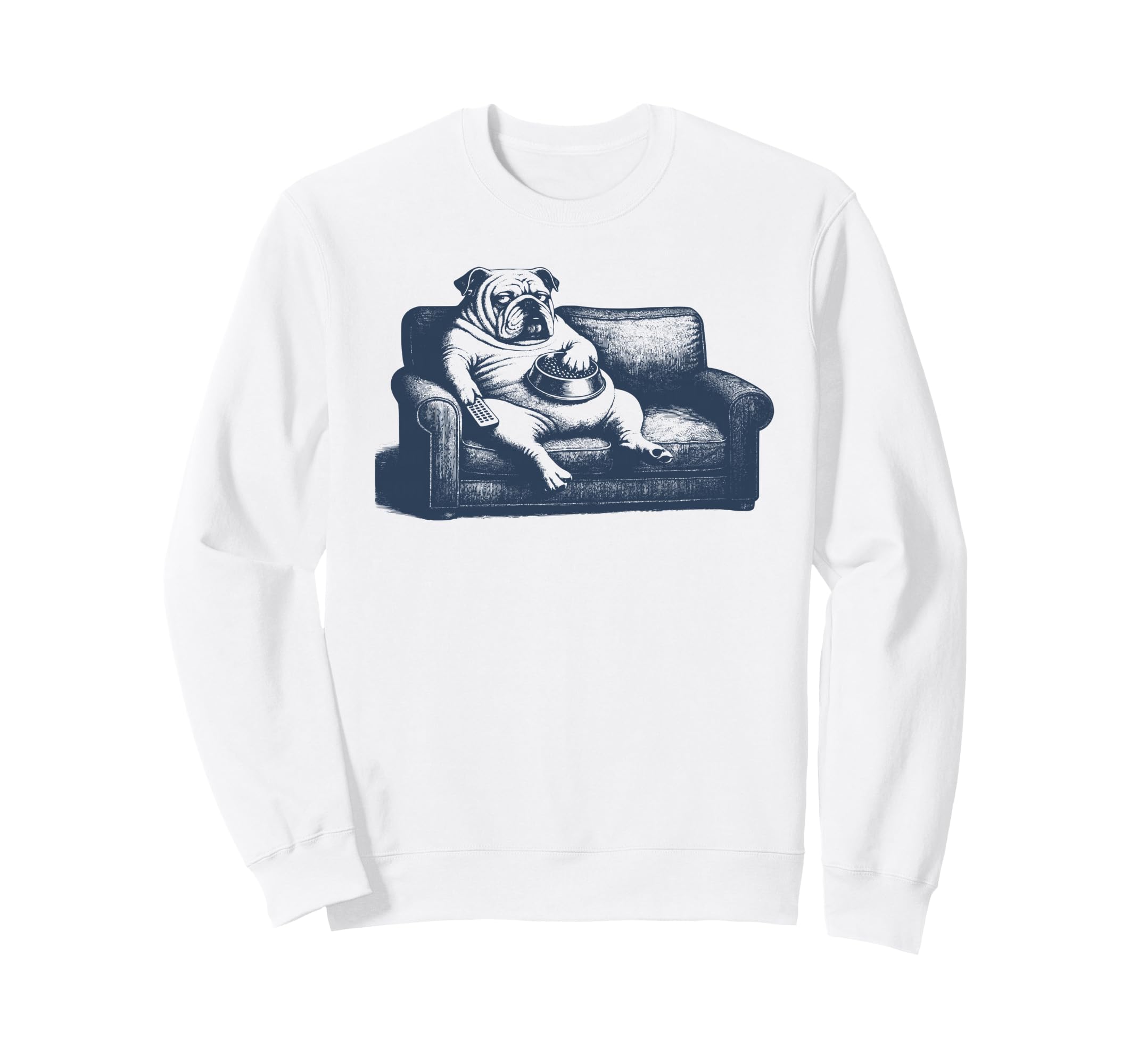 Funny English Bulldog Couch Sweatshirt - Custom Art Print for Adults - T-Shirt, Sweatshirt, Hoodie
