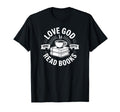 Love God Drink Coffee Read Books T-Shirt - Novelty Apparel for Adults - T-Shirt, Sweatshirt, Hoodie