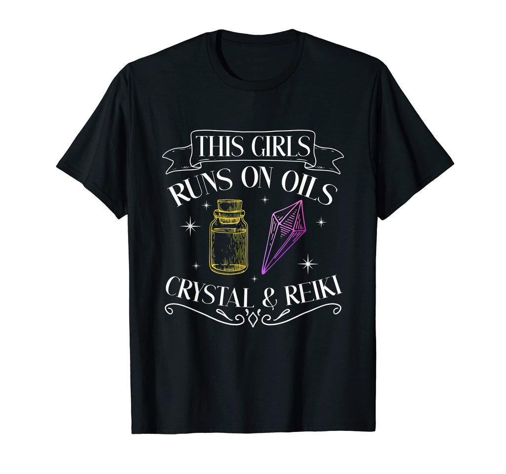 This Runs Oils Crystals And Reiki T-Shirt - Minimalist Print Unisex - T-Shirt, Sweatshirt, Hoodie
