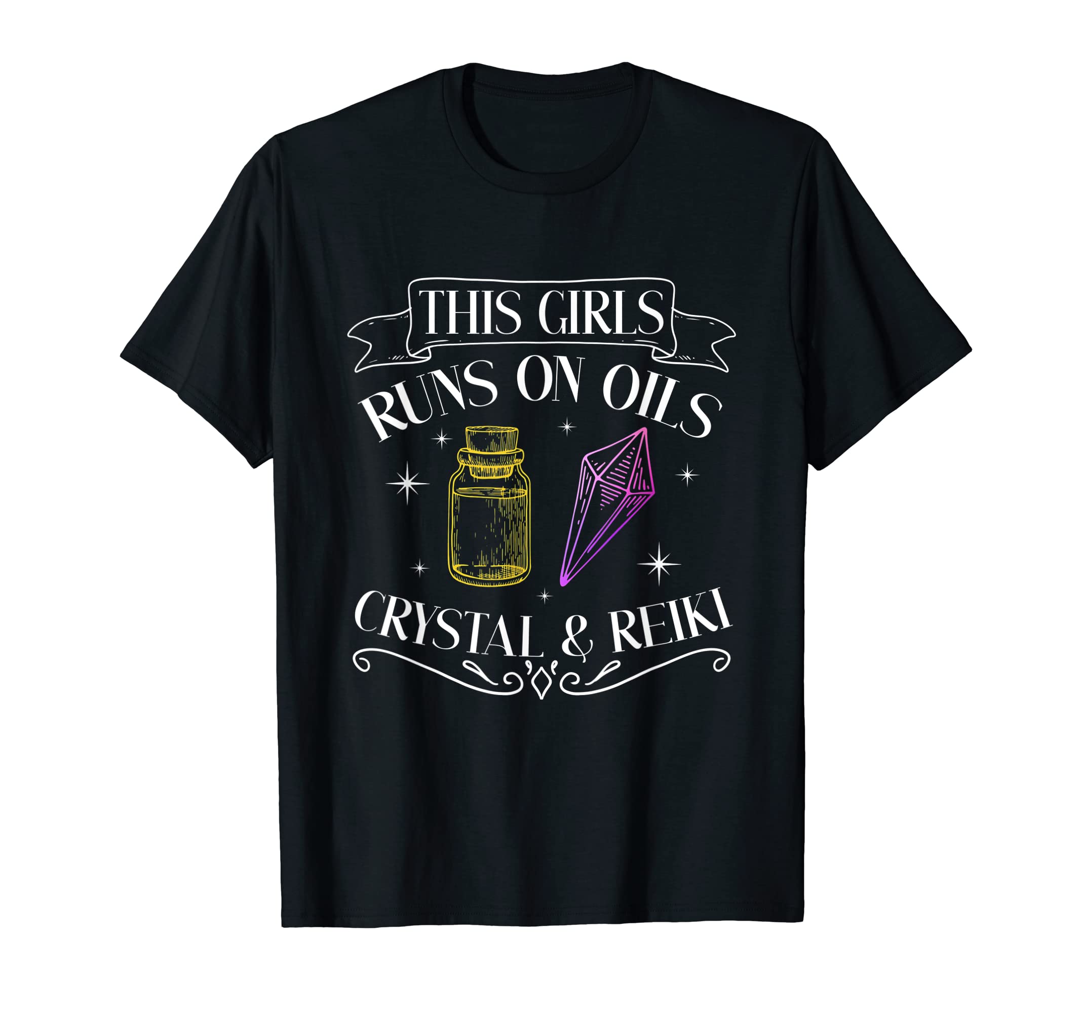 This Runs Oils Crystals And Reiki T-Shirt - Minimalist Print Unisex - T-Shirt, Sweatshirt, Hoodie