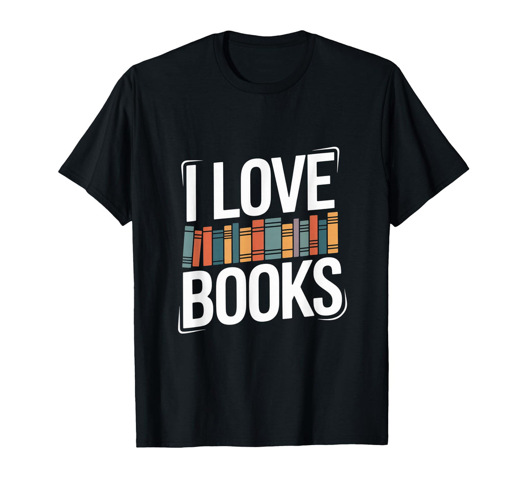 I Love Books Colorful Bookshelf T-Shirt - Trendy Graphic Unisex - T-Shirt, Sweatshirt, Hoodie