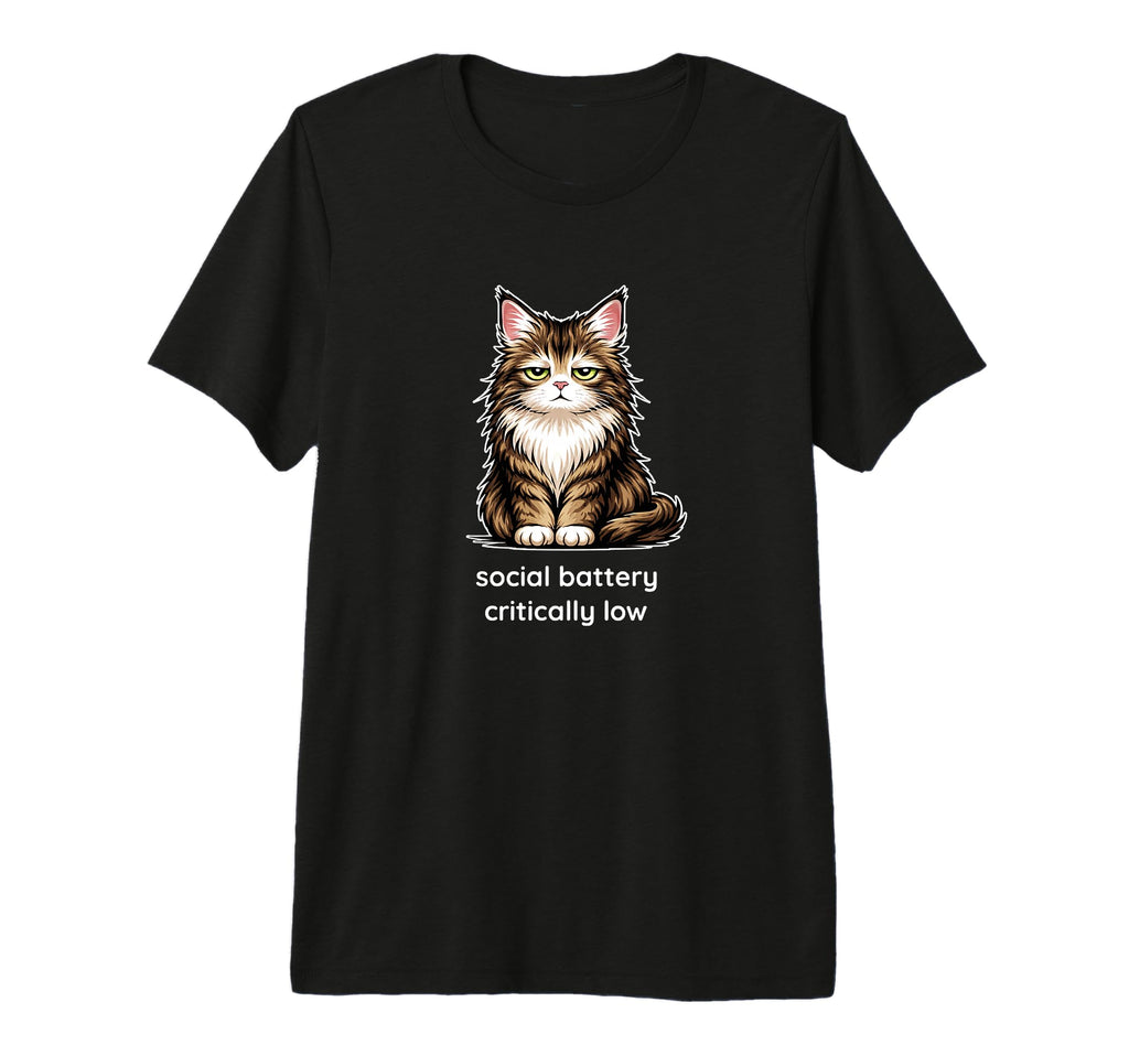 Siberian Cat Social Battery Critically T-Shirt - Trendy Graphic Men Women - T-Shirt, Sweatshirt, Hoodie