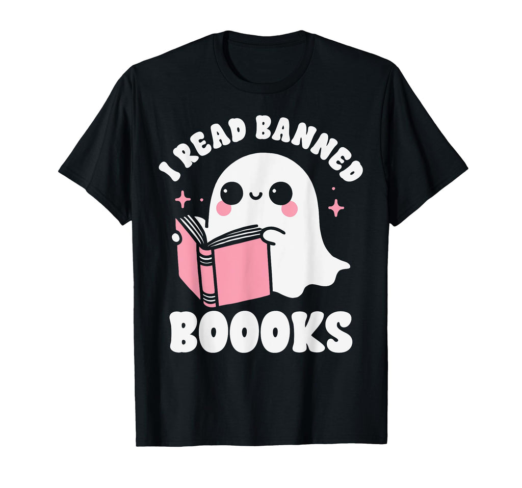 Read Banned Books Kawaii Ghost Books T-Shirt - Unique Graphic Men Women - T-Shirt, Sweatshirt, Hoodie