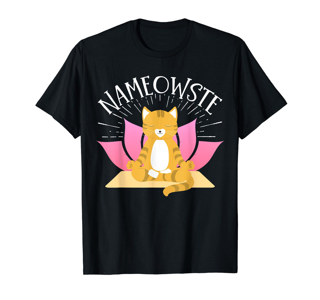 Nameowste Namaste Yoga Cat T-Shirt - Custom Art Print for Adults - T-Shirt, Sweatshirt, Hoodie