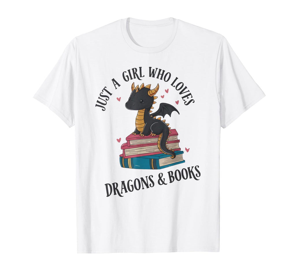 Fantasy Dragon Bookworm Reading Books T-Shirt - Unique Graphic for Adults - T-Shirt, Sweatshirt, Hoodie