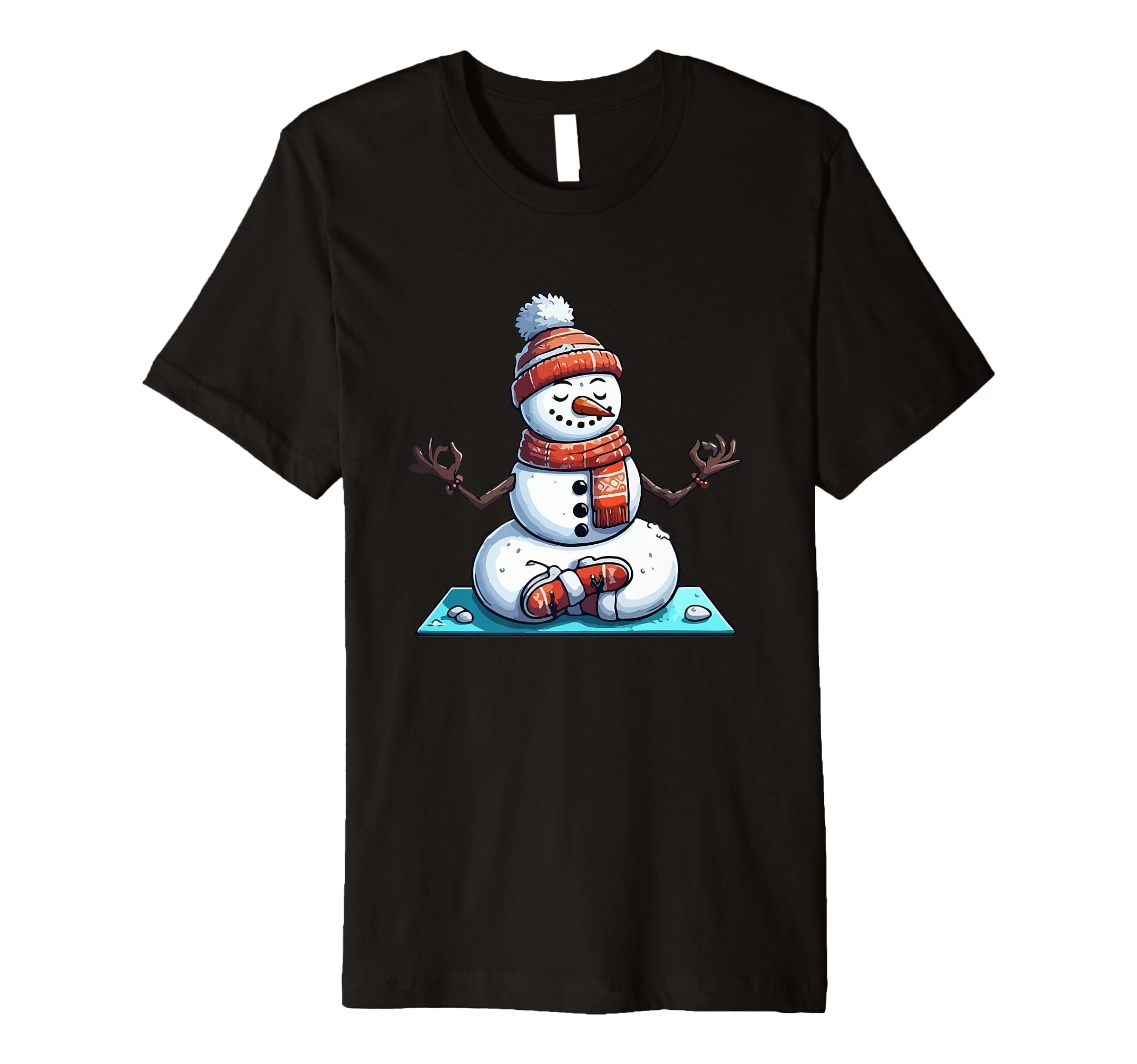 Meditation Snowman Yoga Pose Relaxing T-Shirt - Custom Art Print Unisex - T-Shirt, Sweatshirt, Hoodie