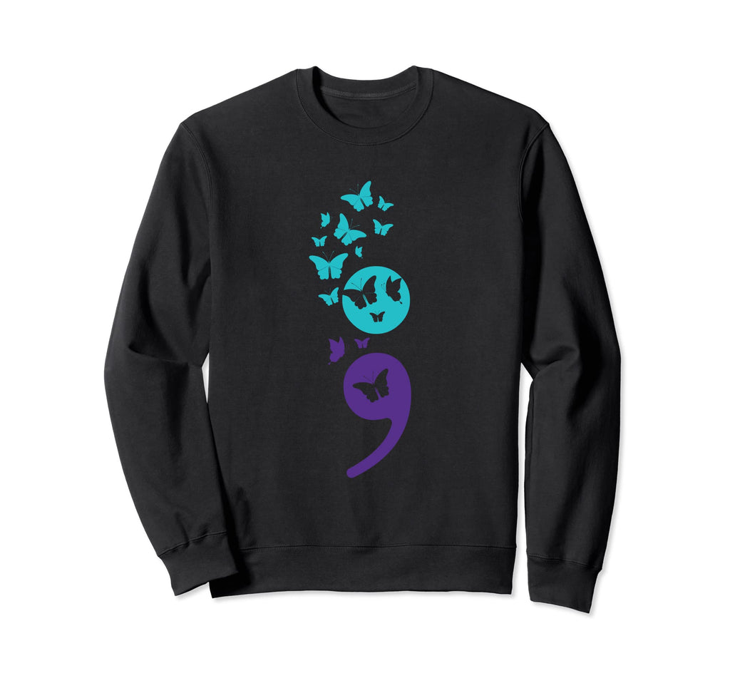 Butterfly Semicolon Suicide Sweatshirt - Unique Graphic for Adults - T-Shirt, Sweatshirt, Hoodie
