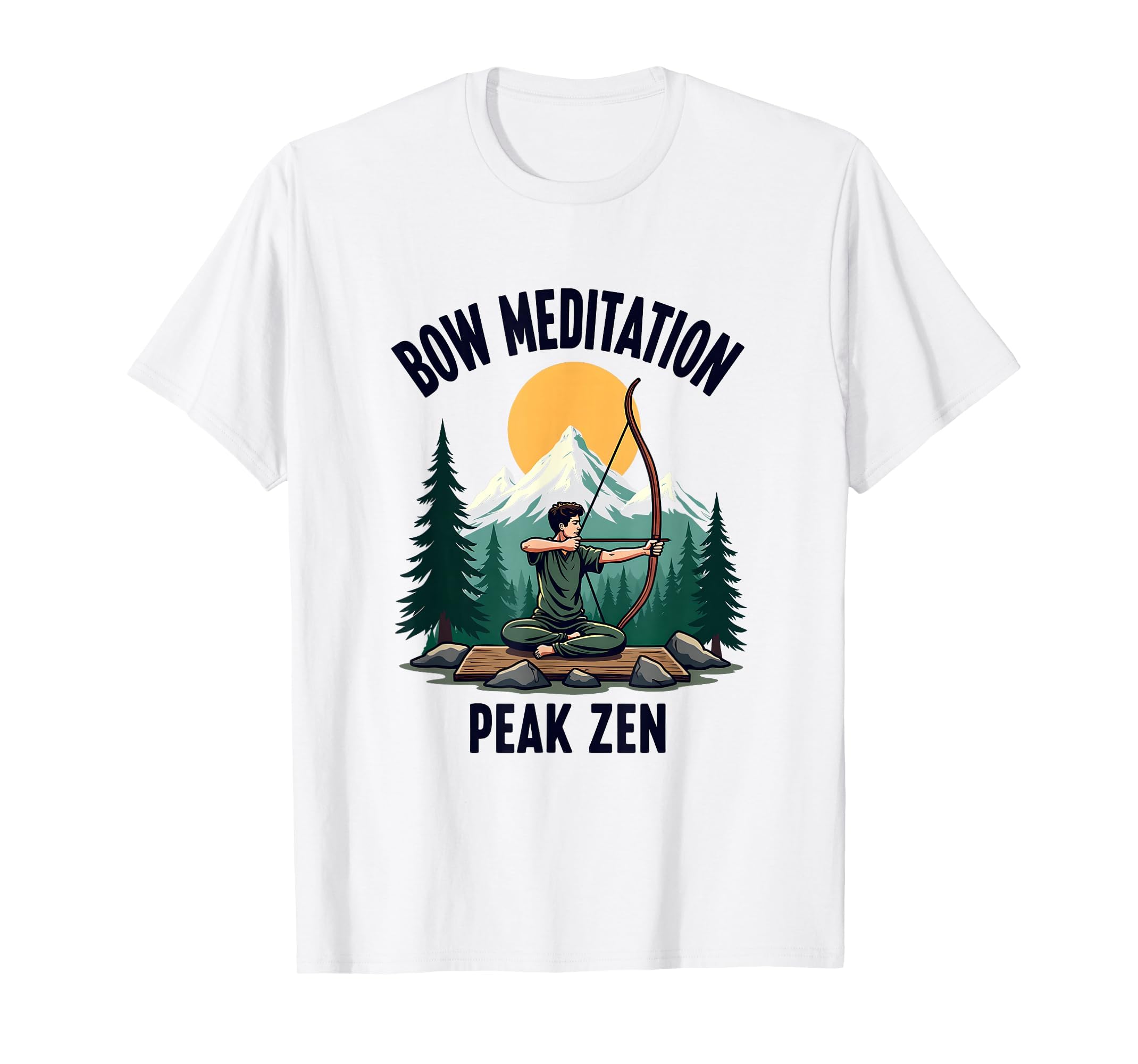 Bow Meditation Peak Zen Mindfulness T-Shirt - Casual Everyday Wear Unisex - T-Shirt, Sweatshirt, Hoodie
