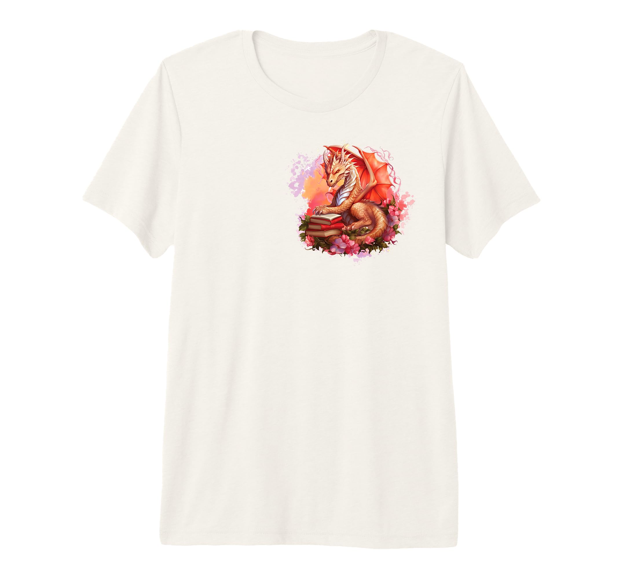 Fantasy Dragon Books Floral T-Shirt - Aesthetic Graphic for Adults - T-Shirt, Sweatshirt, Hoodie