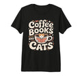 Coffee Books And Cats Cozy Reading Cat T-Shirt - Streetwear Style Unisex - T-Shirt, Sweatshirt, Hoodie