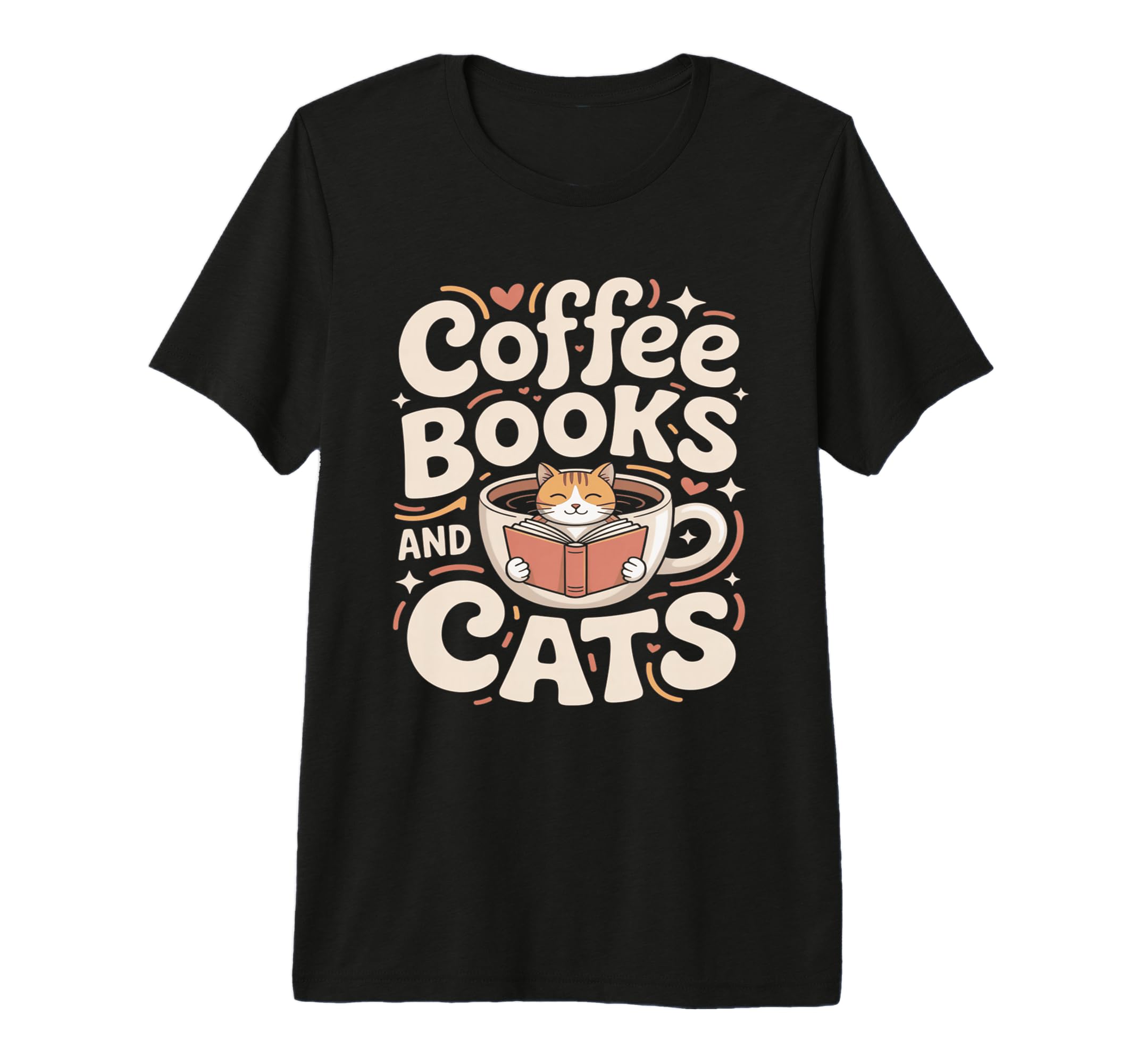 Coffee Books And Cats Cozy Reading Cat T-Shirt - Streetwear Style Unisex - T-Shirt, Sweatshirt, Hoodie