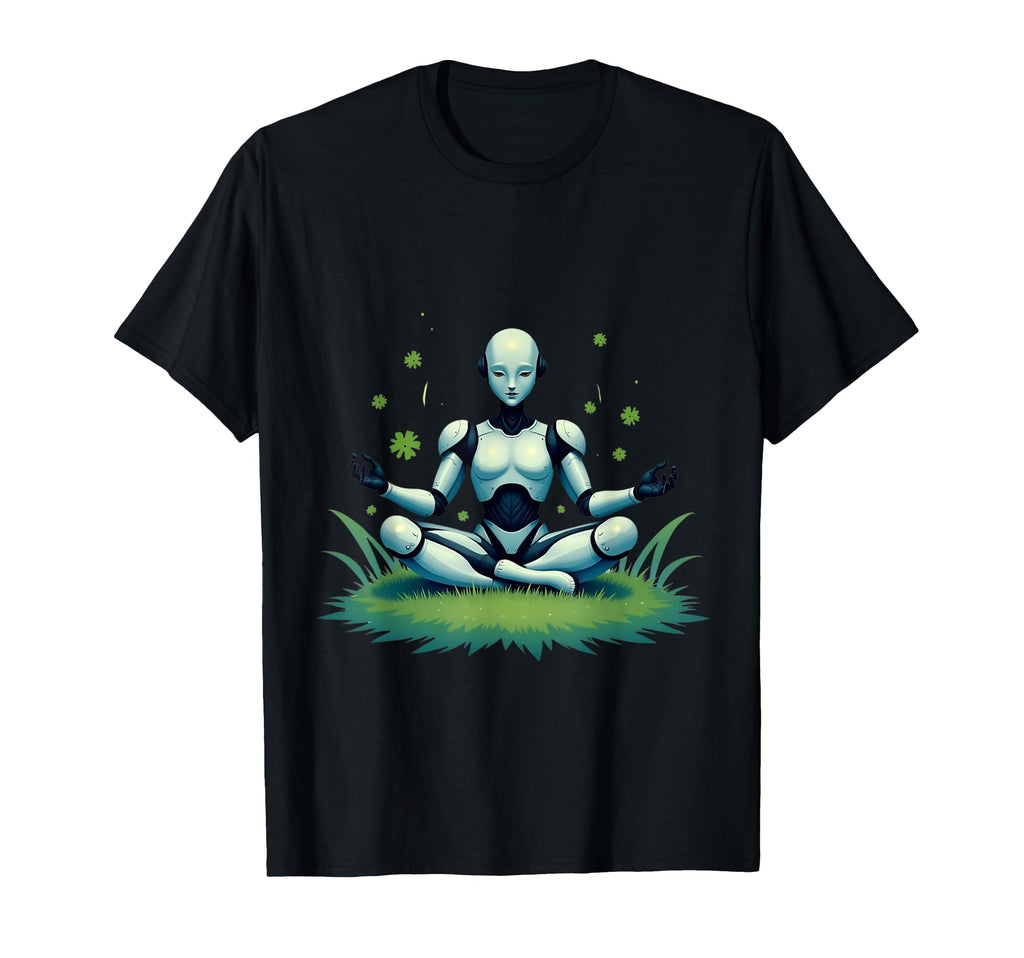 Futuristic Humanoid Meditation T-Shirt - Custom Art Print Men Women - T-Shirt, Sweatshirt, Hoodie