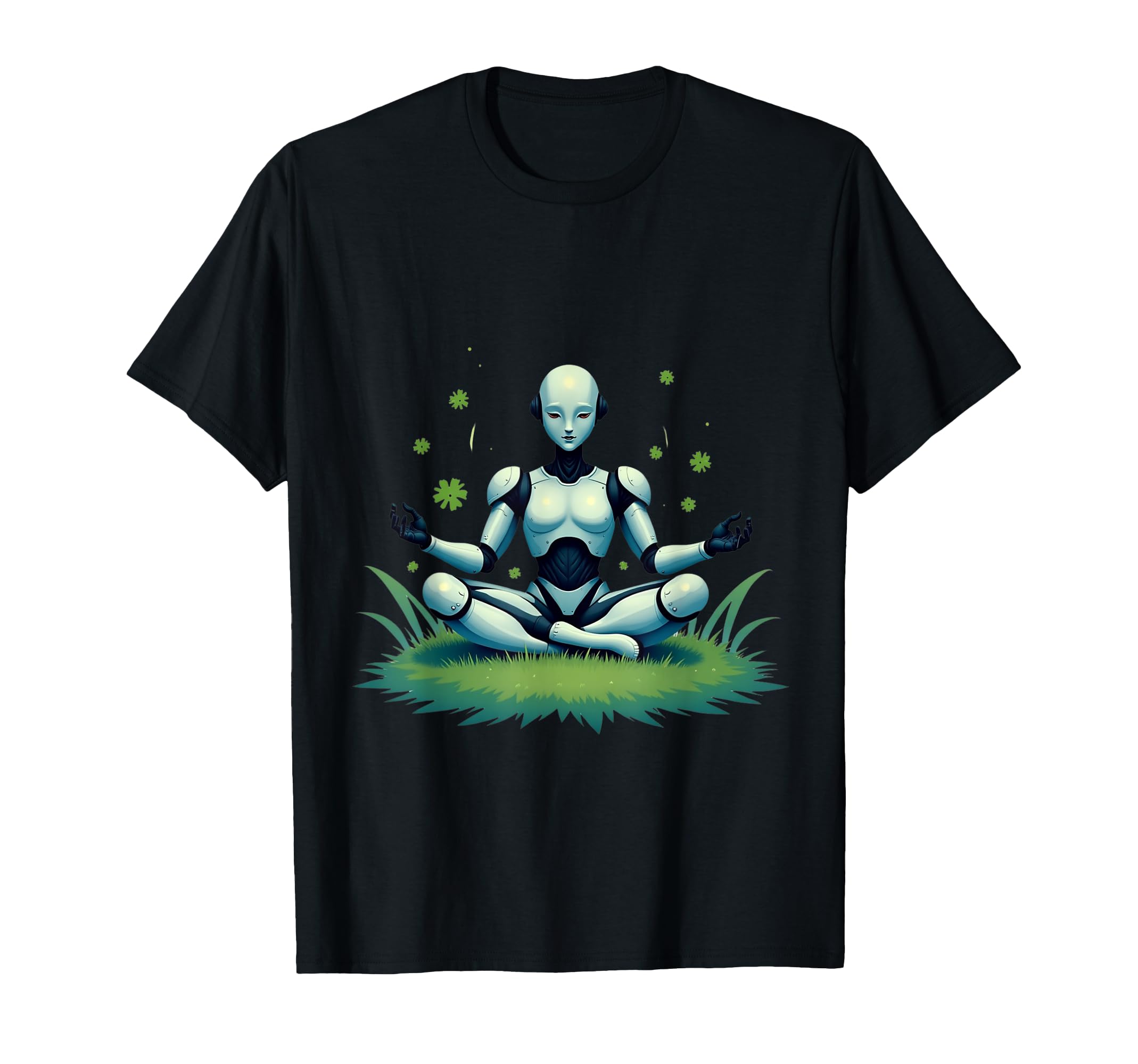 Futuristic Humanoid Meditation T-Shirt - Custom Art Print Men Women - T-Shirt, Sweatshirt, Hoodie