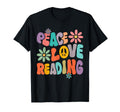 Peace Love Reading Groovy Bookworm Book T-Shirt - Graphic Print for Adults - T-Shirt, Sweatshirt, Hoodie