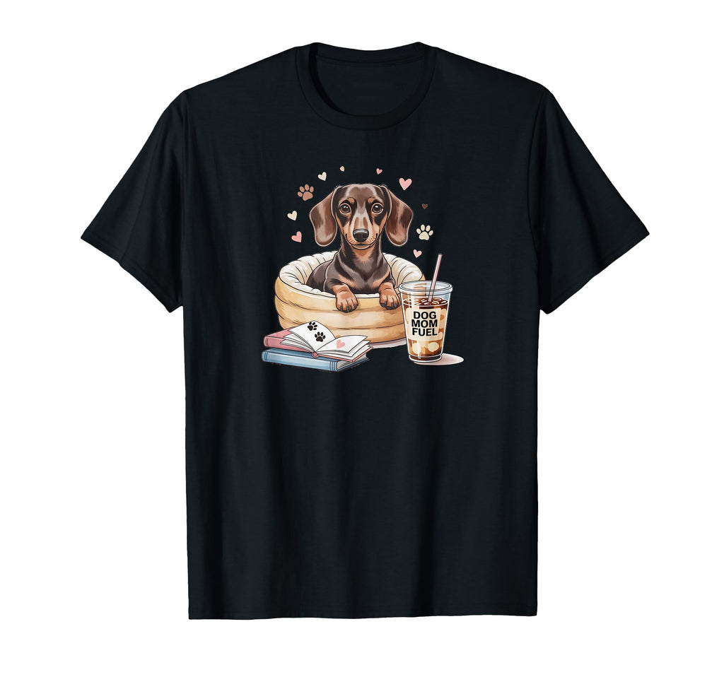 Dachshund Dog Moms Books And Iced T-Shirt - Aesthetic Graphic for Adults - T-Shirt, Sweatshirt, Hoodie