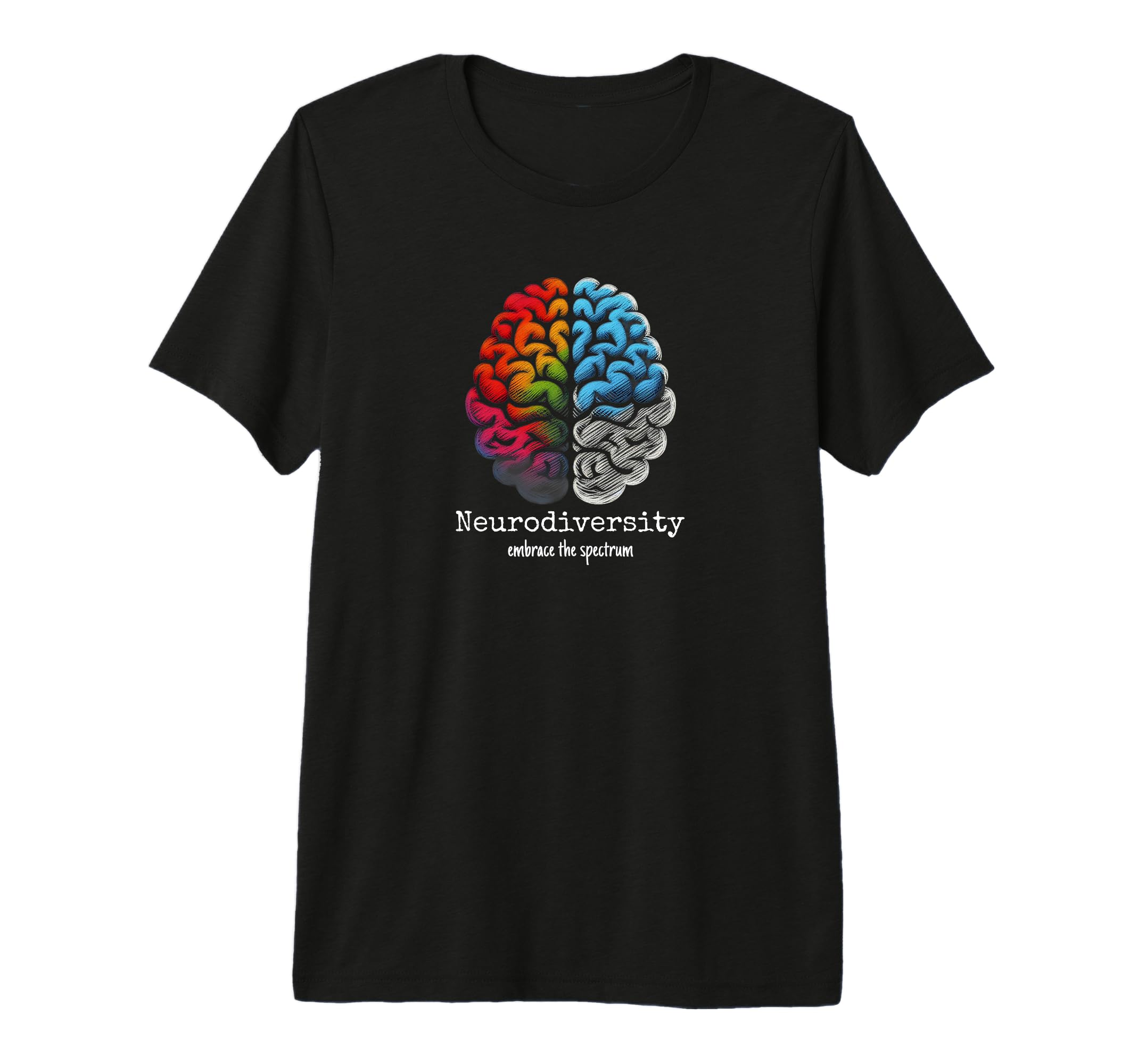 Colorful Rainbow Brain Neurodiversity T-Shirt - Graphic Print Unisex - T-Shirt, Sweatshirt, Hoodie