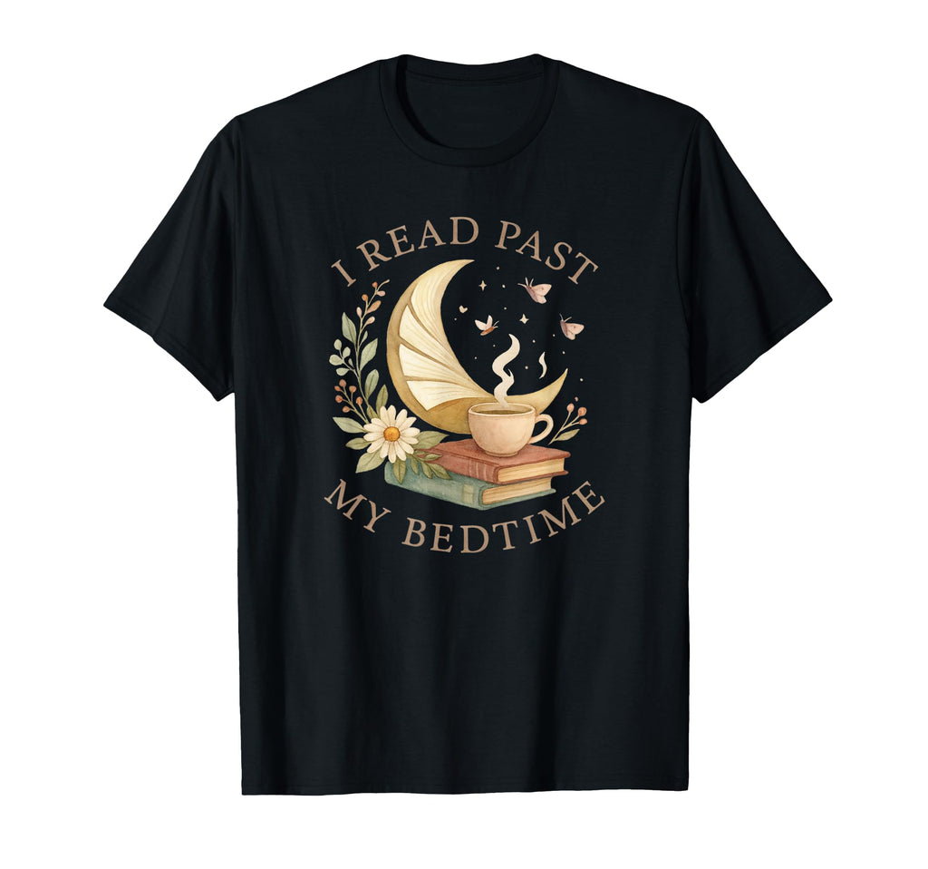 I Read Past My Bedtime Cozy Moon Book T-Shirt - Minimalist Print Men Women - T-Shirt, Sweatshirt, Hoodie