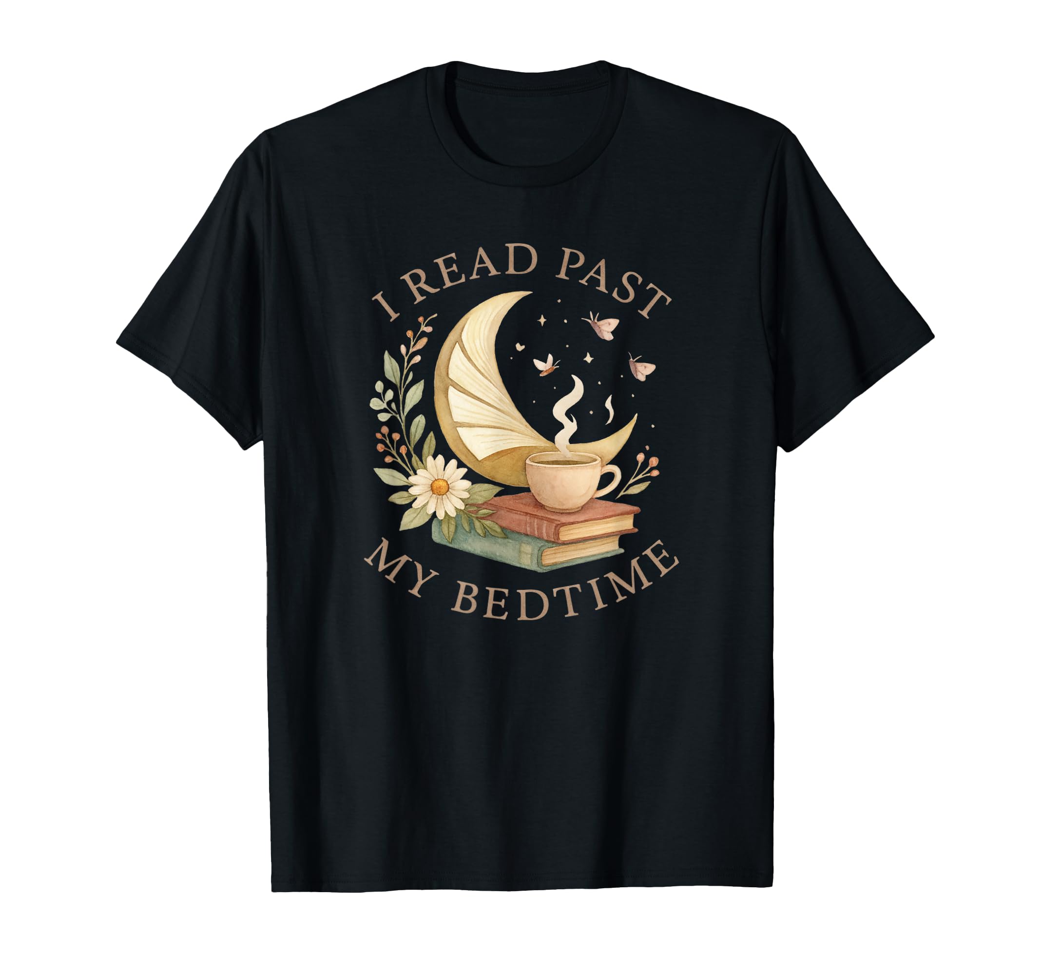 I Read Past My Bedtime Cozy Moon Book T-Shirt - Minimalist Print Men Women - T-Shirt, Sweatshirt, Hoodie