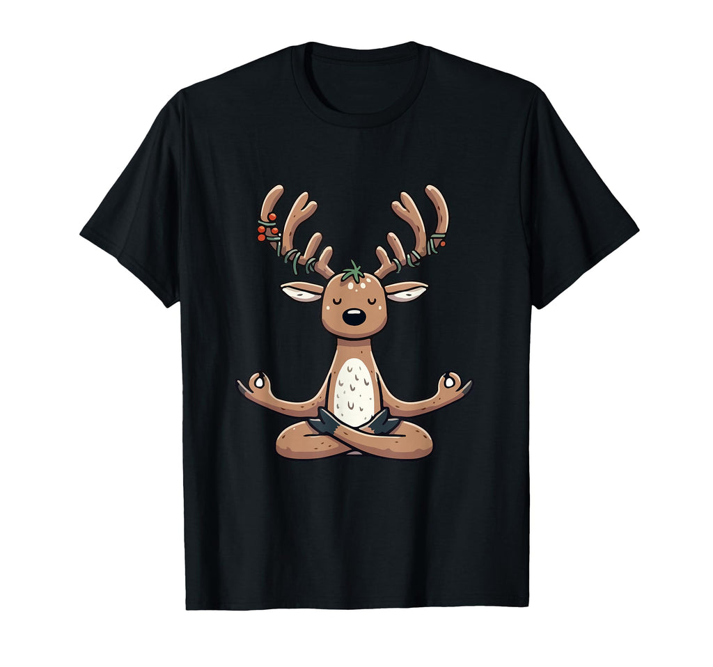 Meditation Reindeer Yoga Pose Relaxing T-Shirt - Custom Art Print Unisex - T-Shirt, Sweatshirt, Hoodie