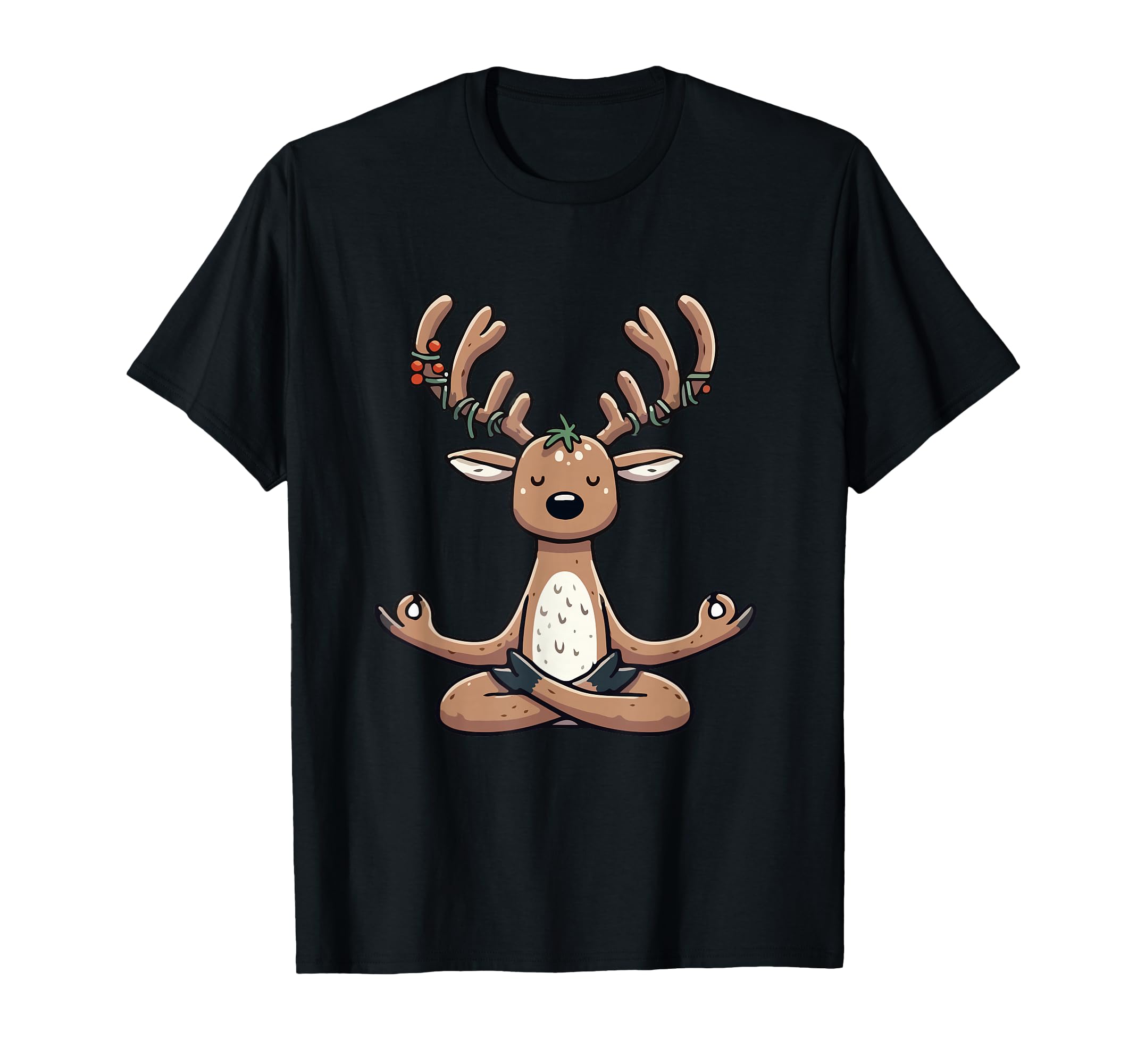 Meditation Reindeer Yoga Pose Relaxing T-Shirt - Custom Art Print Unisex - T-Shirt, Sweatshirt, Hoodie