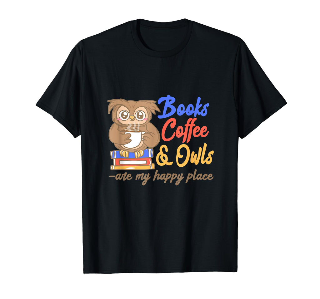 Funny Books Coffee Owls Coffee Lover T-Shirt - Graphic Print Unisex - T-Shirt, Sweatshirt, Hoodie
