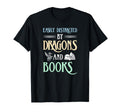 Easily Distracted Dragons And Books T-Shirt - Fun Novelty Design for Adults - T-Shirt, Sweatshirt, Hoodie