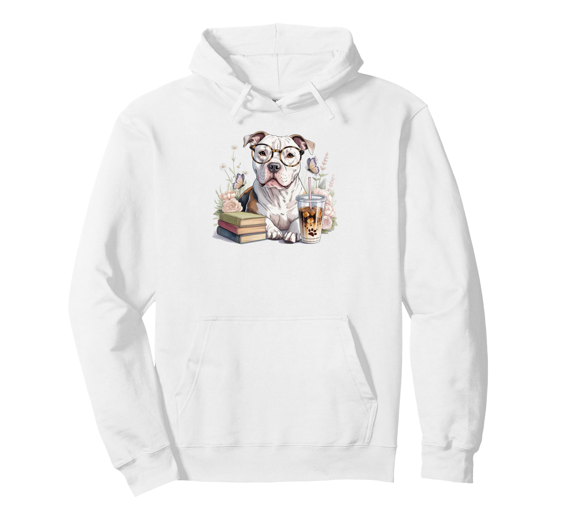 Dog Moms Pitbulls Iced Coffee Books Hoodie - Streetwear Style for Adults - T-Shirt, Sweatshirt, Hoodie
