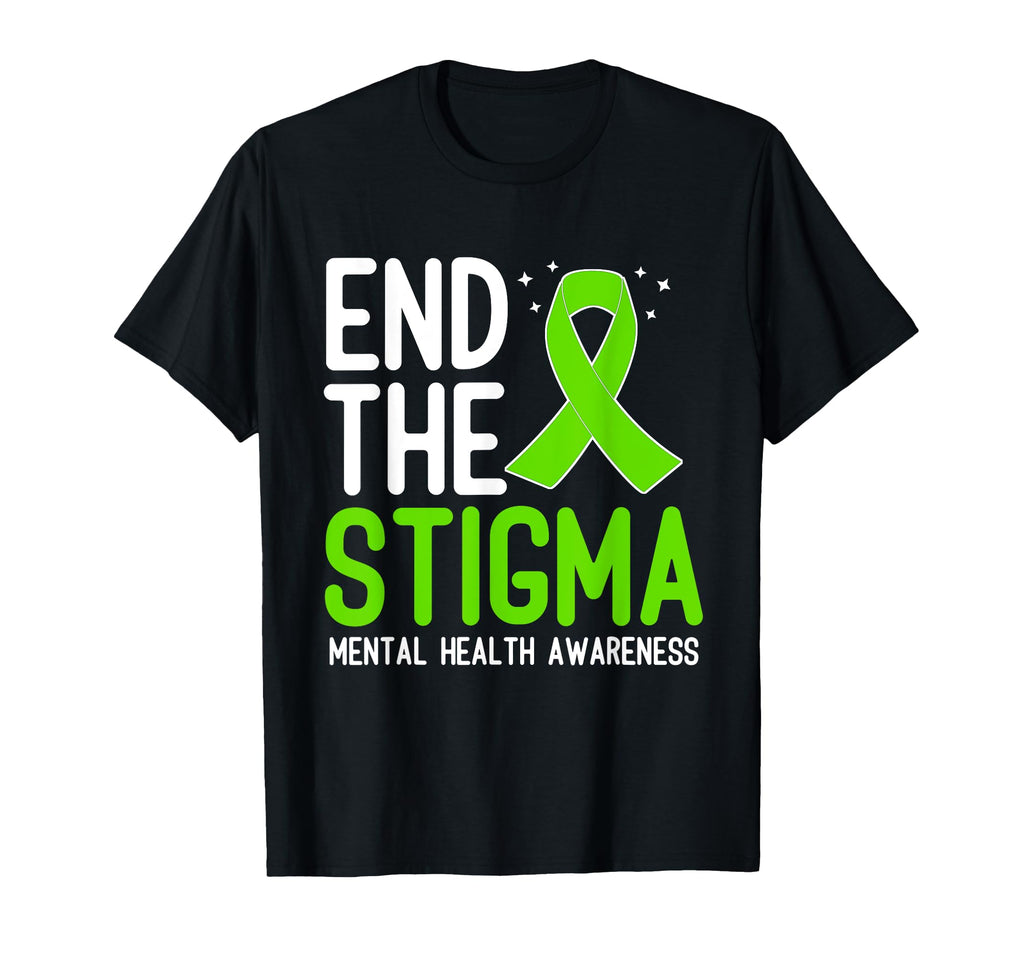 Mental Health Awareness End Stigma Ribbon T-Shirt - Novelty Apparel Unisex - T-Shirt, Sweatshirt, Hoodie