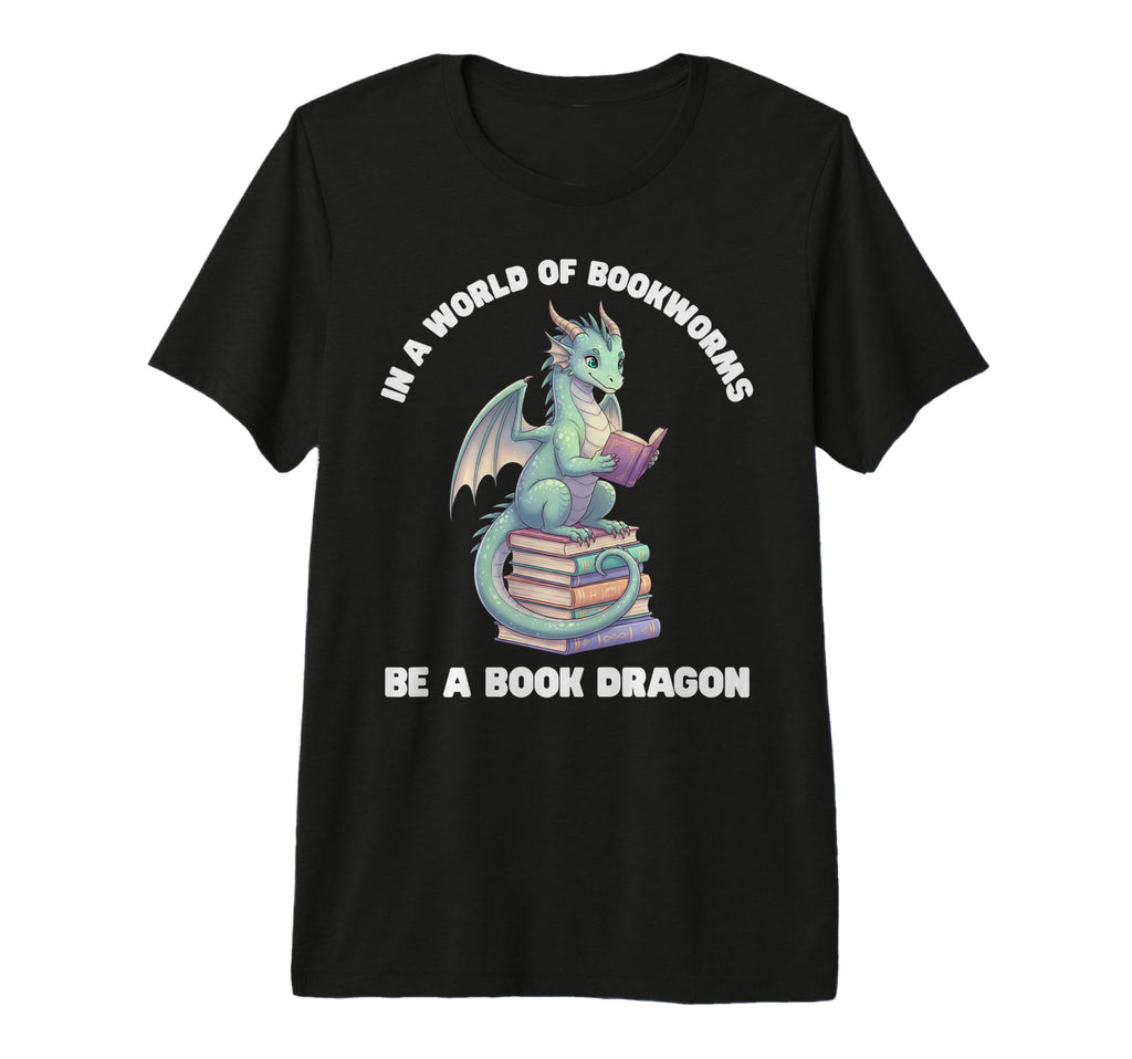 Pastel Dragon Book Reader Bookworm T-Shirt - Graphic Print for Adults - T-Shirt, Sweatshirt, Hoodie