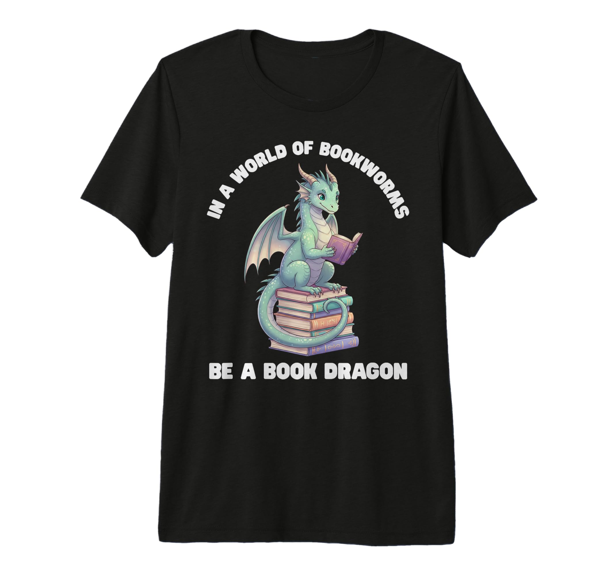 Pastel Dragon Book Reader Bookworm T-Shirt - Graphic Print for Adults - T-Shirt, Sweatshirt, Hoodie