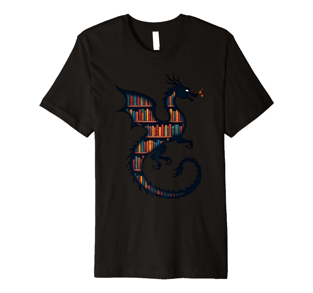 Book Lover Bookworm Reading Books Dragon T-Shirt - Minimalist Print Unisex - T-Shirt, Sweatshirt, Hoodie