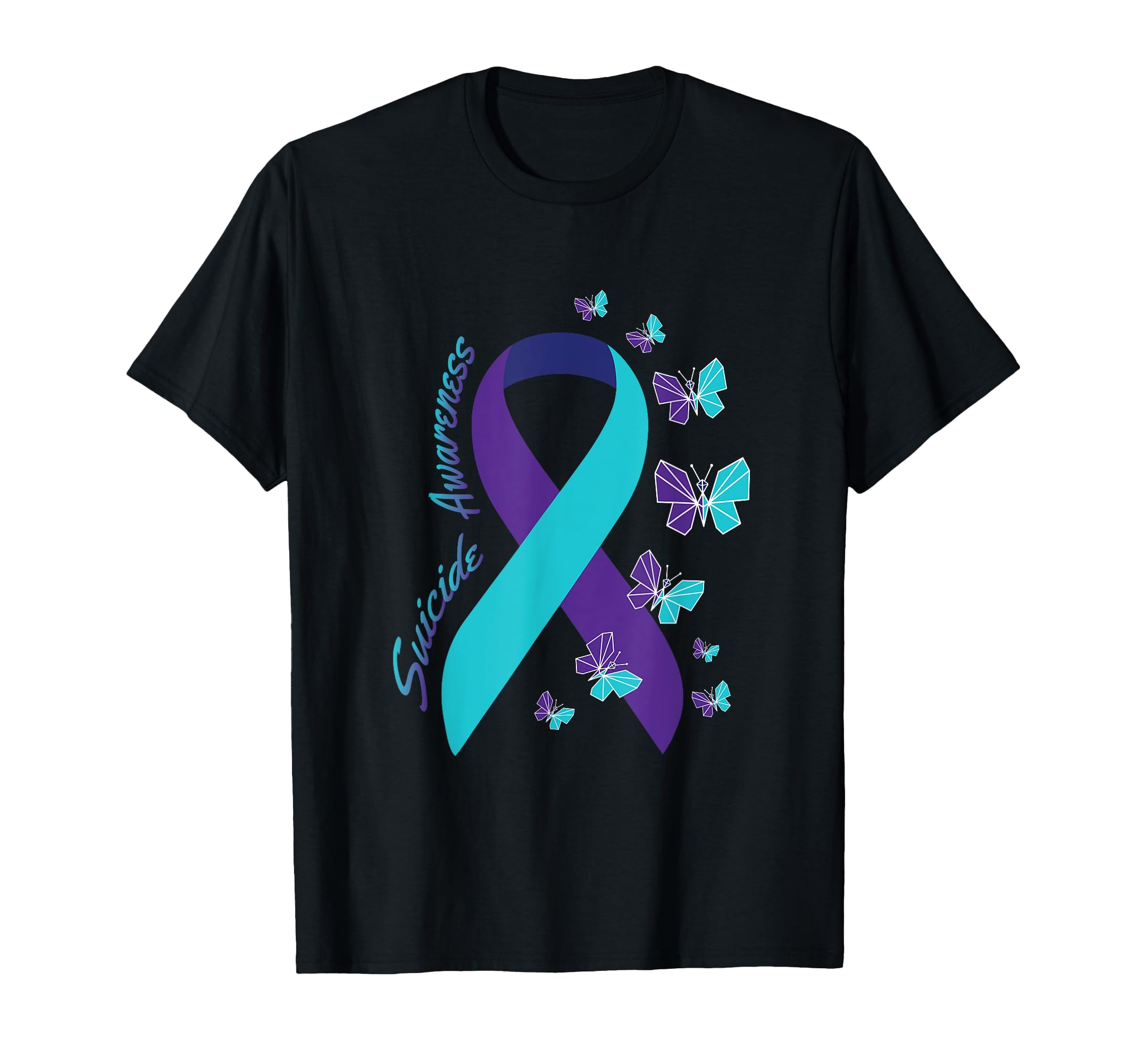 Ribbon Butterfly Suicide Awareness Mental T-Shirt - Novelty Apparel Unisex - T-Shirt, Sweatshirt, Hoodie