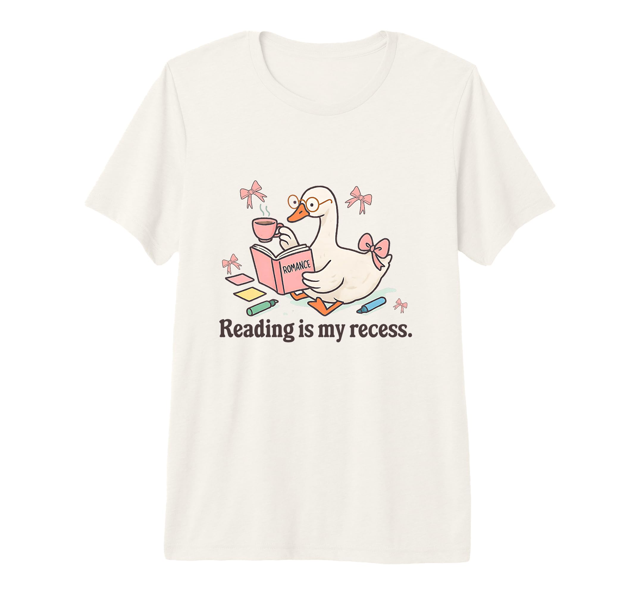 Goose Reading Romance Book Recess T-Shirt - Novelty Apparel Unisex - T-Shirt, Sweatshirt, Hoodie