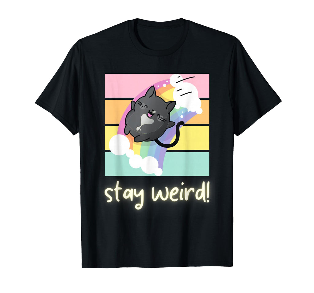 Stay Weird Cat Neurodivergent Pride T-Shirt - Custom Art Print Unisex - T-Shirt, Sweatshirt, Hoodie