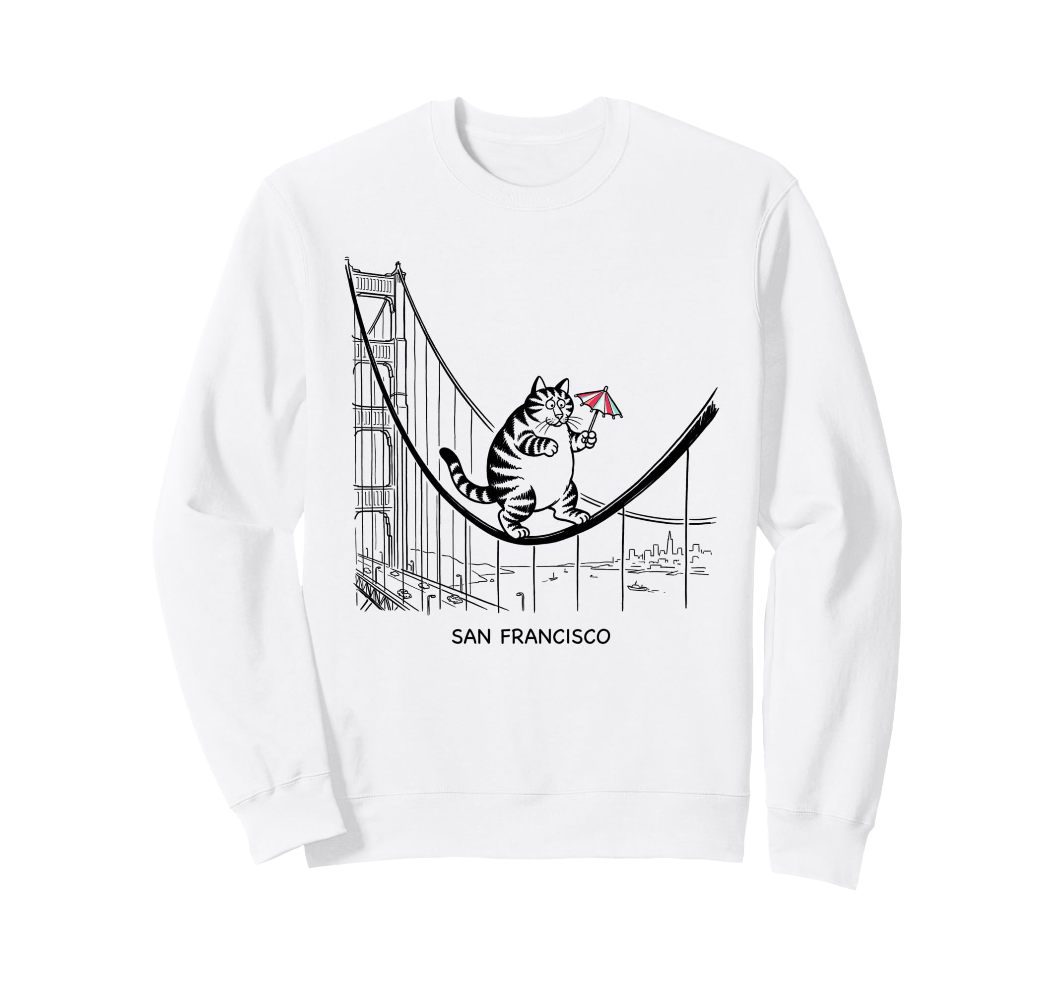 San Francisco Cat Golden Gates Bridge Sweatshirt - Novelty Apparel Unisex - T-Shirt, Sweatshirt, Hoodie