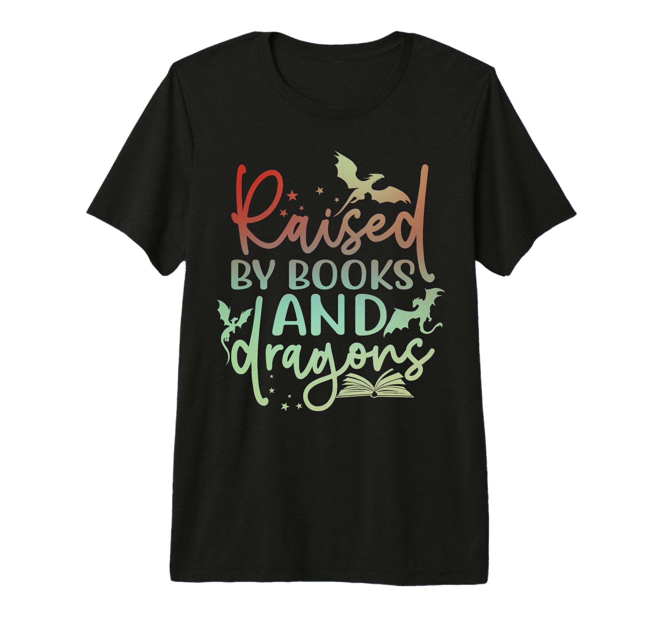 Raised Books And Dragons Fantasy Book T-Shirt - Novelty Apparel for Adults - T-Shirt, Sweatshirt, Hoodie