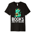 Dragon Reading Book Worm Nerd School T-Shirt - Custom Art Print for Adults - T-Shirt, Sweatshirt, Hoodie