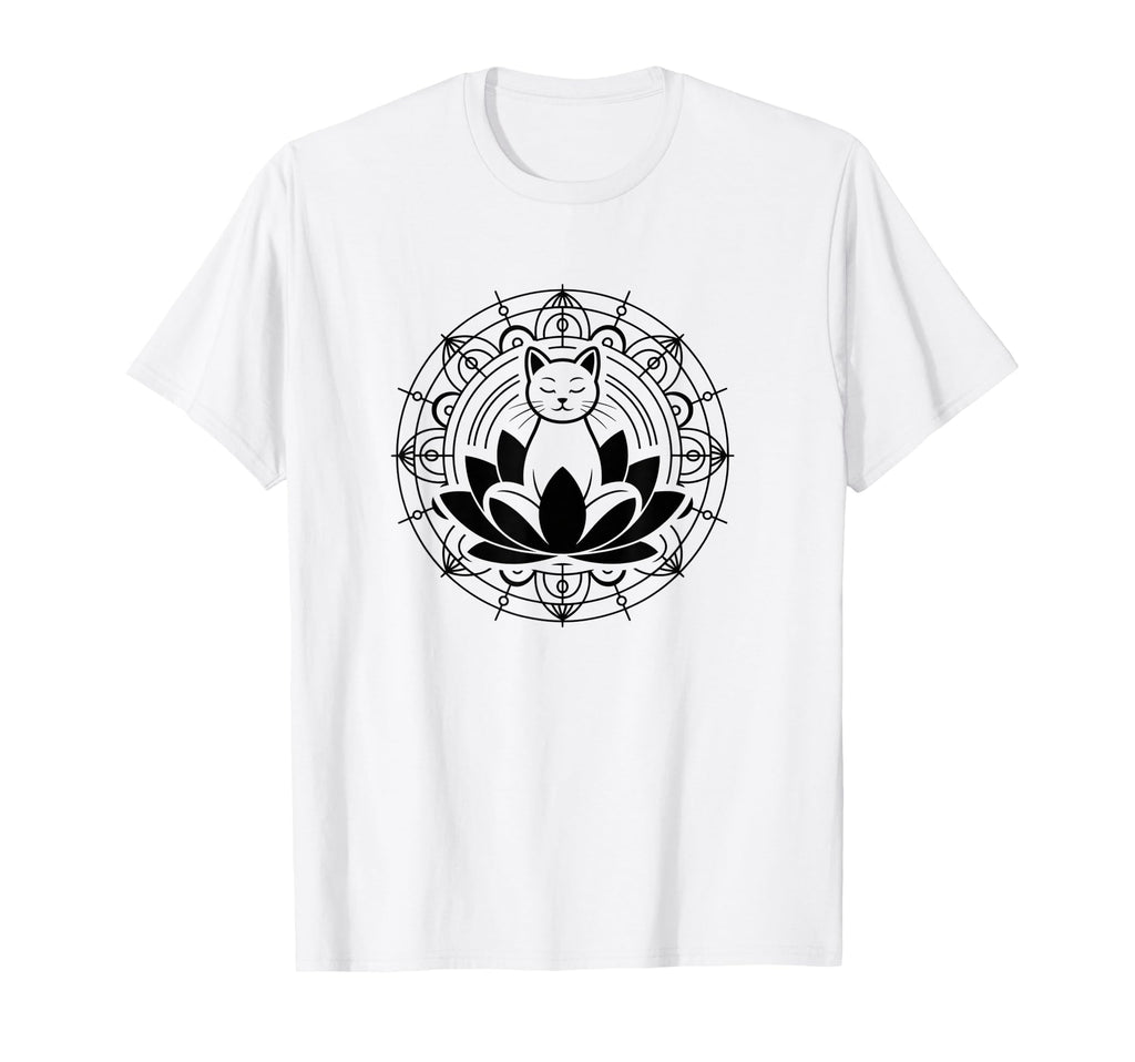 Zen Cat Lotus Flower Yoga T-Shirt - Fun Novelty Design for Adults - T-Shirt, Sweatshirt, Hoodie