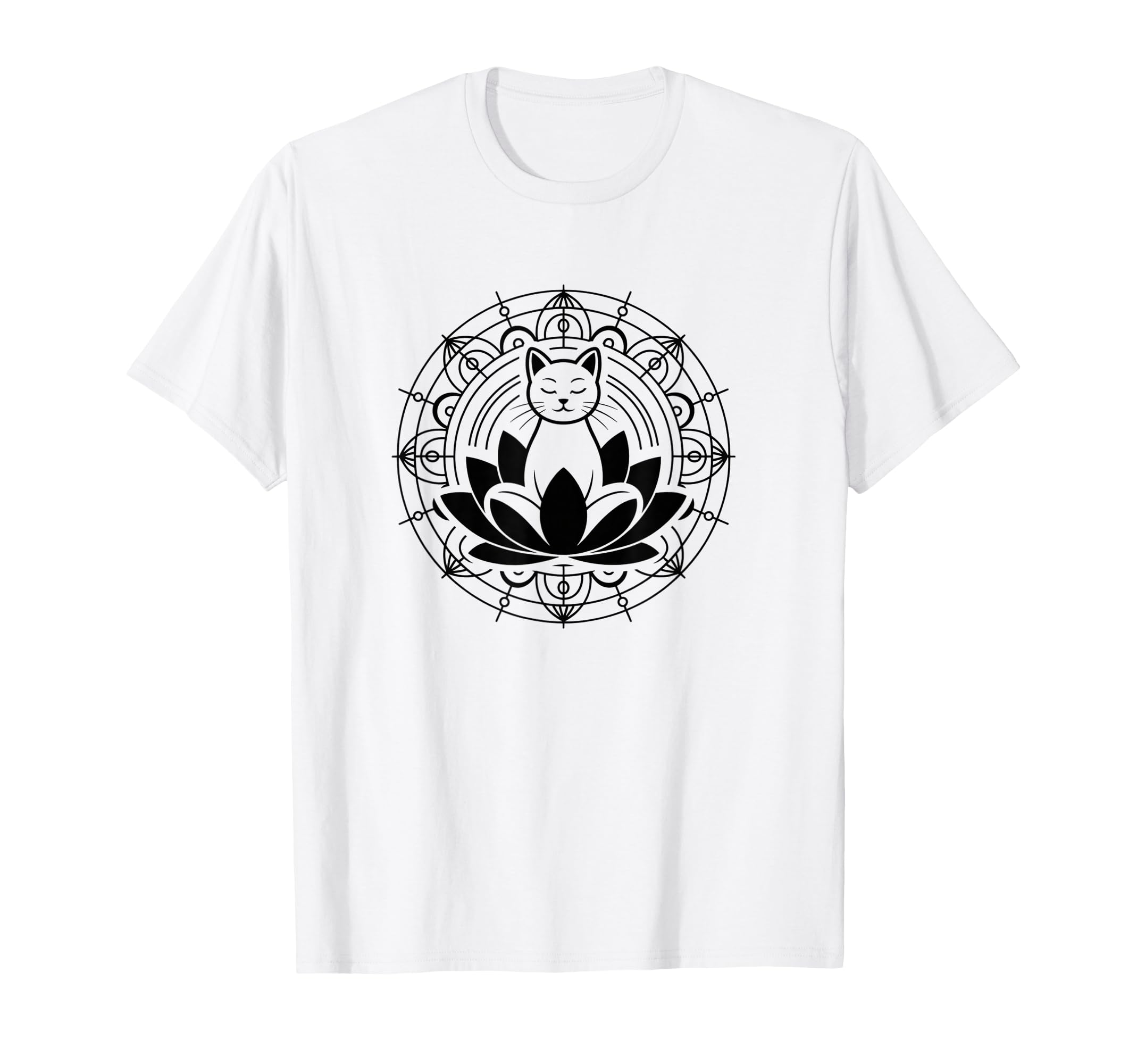 Zen Cat Lotus Flower Yoga T-Shirt - Fun Novelty Design for Adults - T-Shirt, Sweatshirt, Hoodie