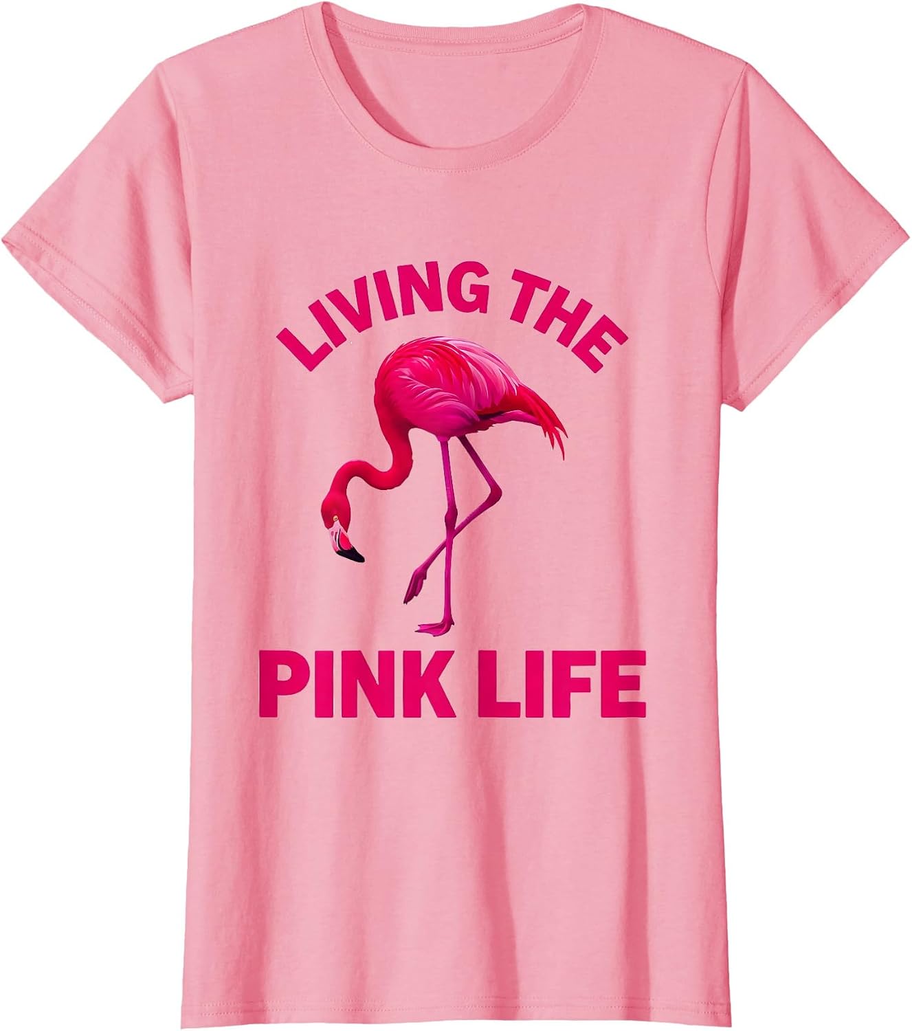 Living the Pink Life Flamingo Graphic Design T-Shirt Unisex T-shirt, Sweatshirt, Hoodie, Long Sleeve Tee - T-Shirt, Sweatshirt, Hoodie